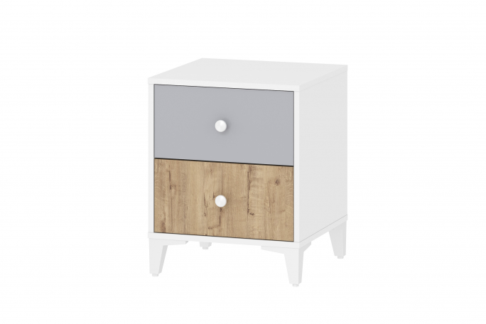 Тумба прикроватная "Морти" НМ 041.11 Дуб Бунратти, Серый, Белый