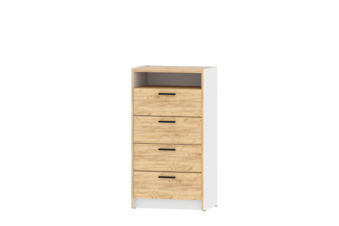 Комод "Оттавия" НМ 011.03, Белый Фасадный/Дуб Крафт Золотой