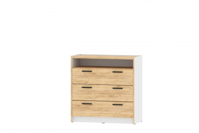 Комод "Оттавия" НМ 011.04, Белый Фасадный/Дуб Крафт Золотой