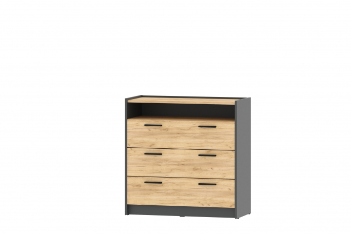 Комод "Оттавия" НМ 011.04, Антрацит/Дуб Крафт Золотой