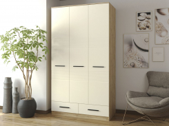 Распашной шкаф c ящиками трехстворчатый "меридиан т3-ф2" дуб вотан/sf (сф)-023 палома