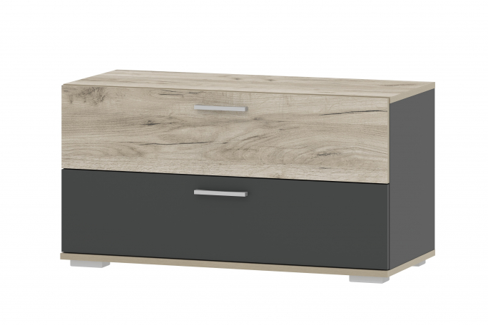 Тумба для обуви "Санти" НМ 013.25, Антрацит/Дуб Крафт Серый