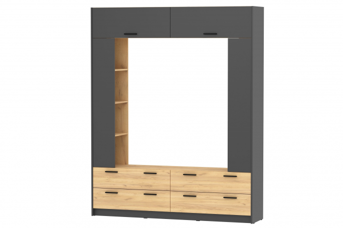 Шкаф комбинированный "Оттавия" НМ 014.65, Антрацит/Дуб Крафт Золотой