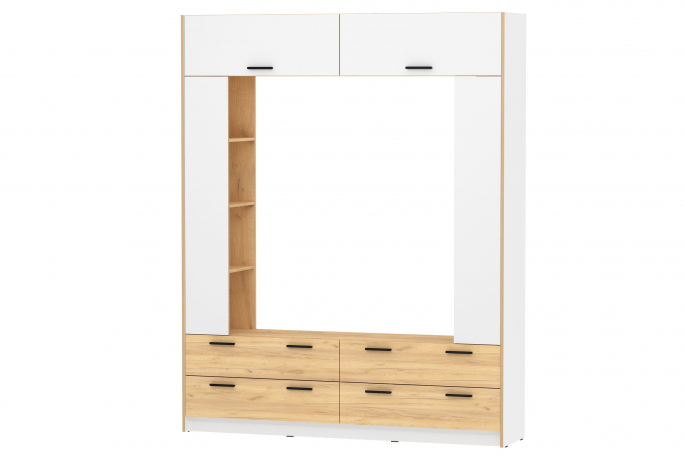 Шкаф комбинированный "Оттавия" НМ 014.65, Белый Фасадный/Дуб Крафт Золотой