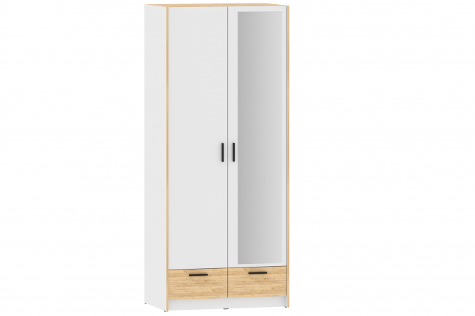Шкаф для одежды "Оттавия" НМ 011.80 PZ (ПЗ), Белый Фасадный/Дуб Крафт Золотой