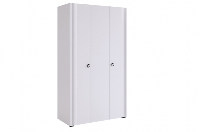 Шкаф 3-х створчатый "Ева 105.01"  белое дерево/белый матовый