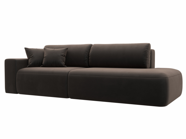 Диван-кровать "Лига-036 Модерн" подлокотник слева, велюр коричневый, 121343L
