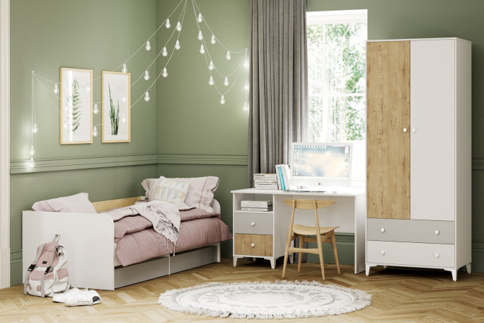 Детская "Морти" комплектация 3 белый /дуб бунратти, серый