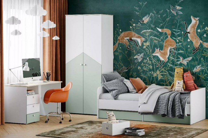 Детская "Банни" комплектация 2 Меренга, Макарун, Белый, Дуб сонома