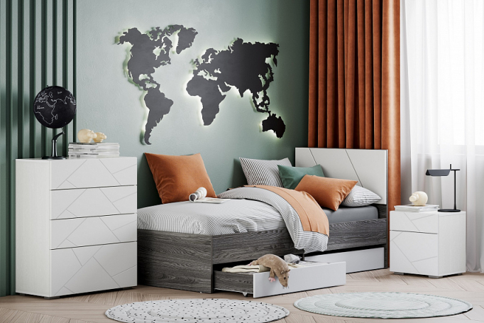 Детская "Summit (Саммит)" комплектация 3 Меренга, Ясень Анкор темный, Белый текстурный