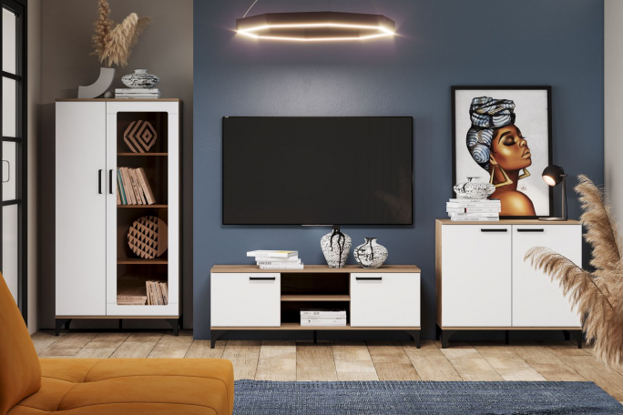 Гостиная "Марсель" комплектация 3 меренга, дуб крафт табачный