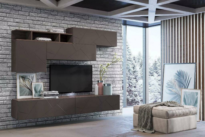 Гостиная "Summit (Саммит)" комплектация 4 ясень анкор тёмный, софт графит