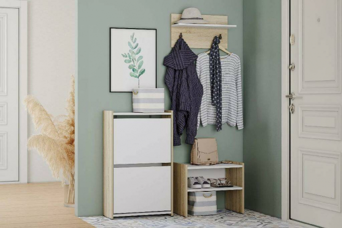 Прихожая "Симпл" комплектация 1 белый, дуб сонома