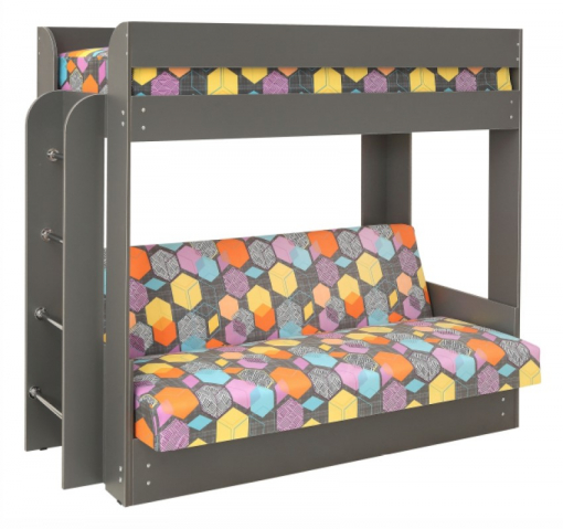 Диван-кровать двухъярусная, Графит серый/Geometry multy (Геометрй мултй)