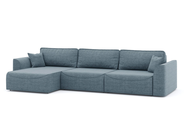 Угловой диван-кровать "Рафаэль" 3 секции, рогожка Дрим Блю