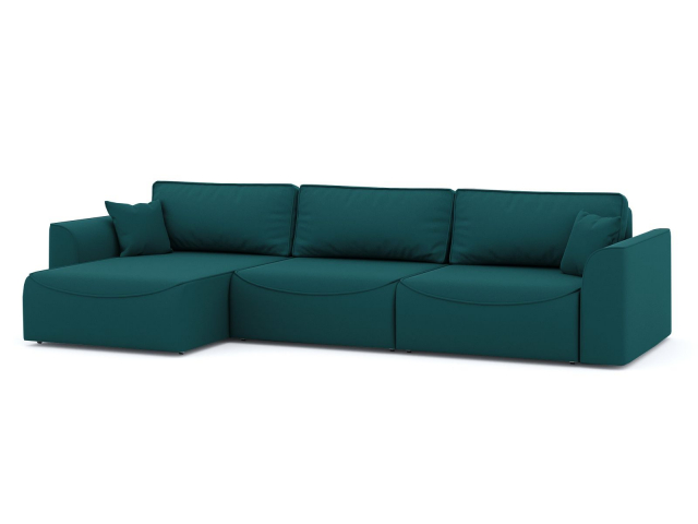 Угловой диван-кровать "Рафаэль" 3 секции, велюр Зара Изумруд