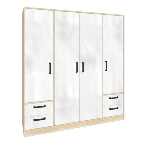 Шкаф 4-х створчатый "Лена" 4Ш4Я, дуб Сонома/белый