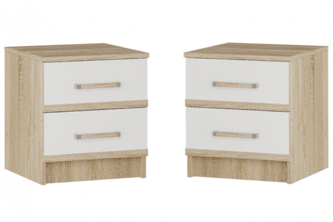 Тумба прикроватная, комплект 2 шт., "Сакура", дуб сонома/белый