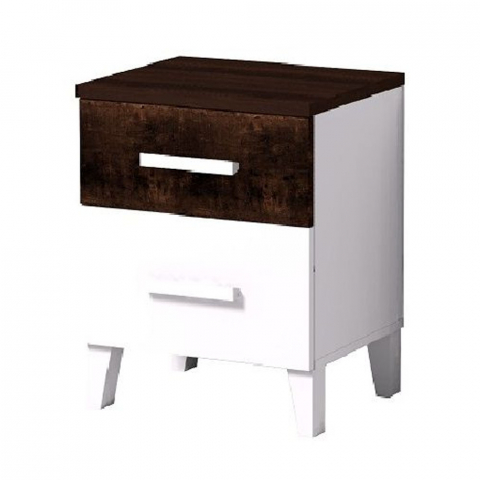 Тумба прикроватная "Норвуд 41", белый/орех шоколадный