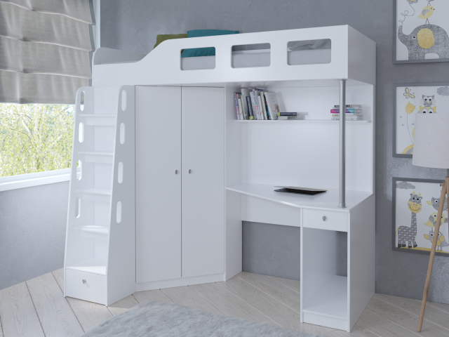 Кровать двухъярусная "Астра 7" белый