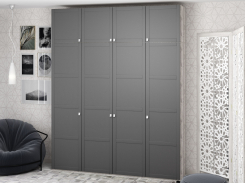 Шкаф для одежды 4-х створчатый "бостон ч-1+а" антресоль, дуб апрель светлый/sf (сф)-019 графит