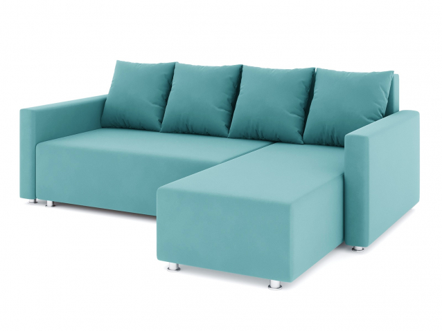 Угловой диван-кровать "Челси" еврокнижка, велюр Зара Азур