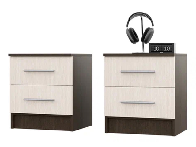 Тумба прикроватная "Юнона" комплект 2 шт., венге/дуб молочный
