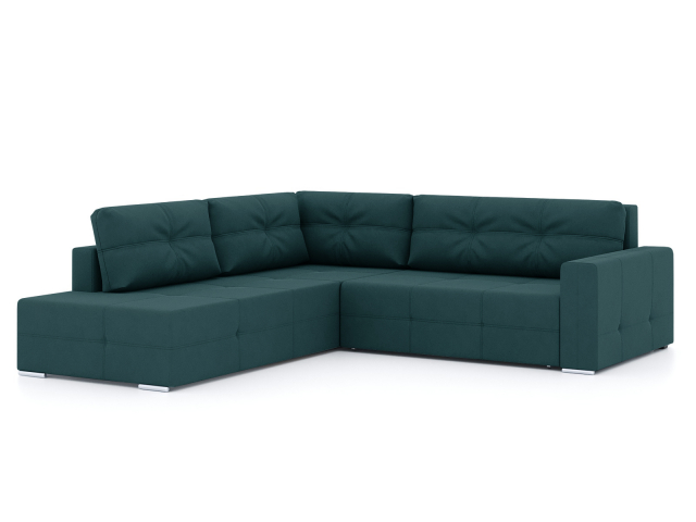 Угловой диван-кровать "Леос" еврокнижка, велюр Зара Изумруд