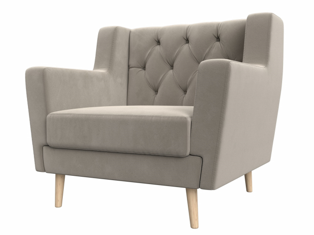 Кресло для отдыха "Брайтон Люкс" микровельвет бежевый, 108897