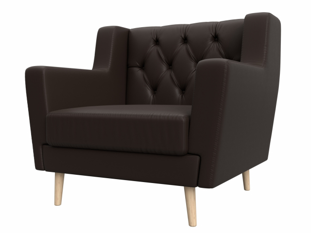 Кресло для отдыха "Брайтон Люкс" экокожа коричневая, 108910