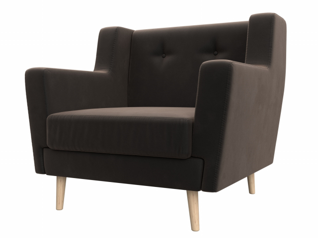 Кресло для отдыха "Брайтон" велюр коричневый, 108868