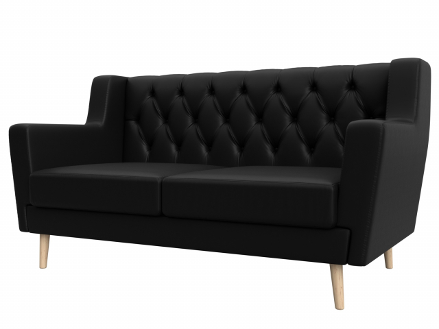 Диван кухонный "Брайтон Люкс" 2-местный, экокожа черная, 108961