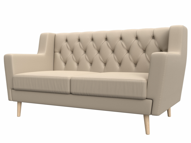 Диван кухонный "Брайтон Люкс" 2-местный, экокожа бежевая, 108958