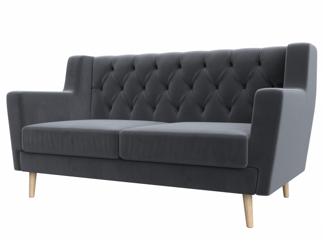 Диван кухонный "Брайтон Люкс" 2-местный, велюр серый, 108944