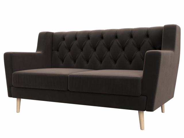 Диван кухонный "Брайтон Люкс" 2-местный, велюр коричневый, 108943