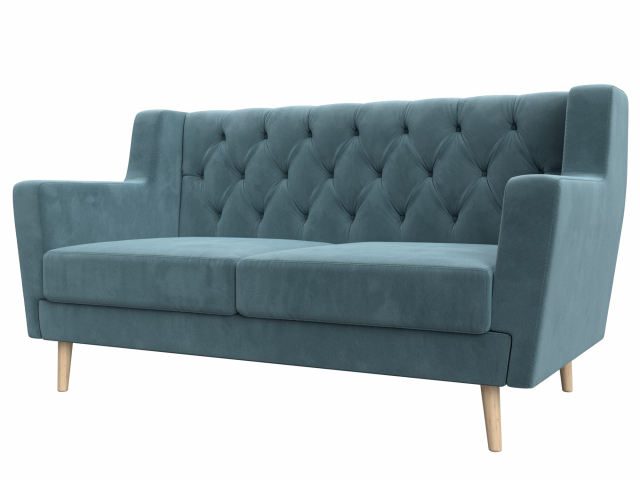 Диван кухонный "Брайтон Люкс" 2-местный, велюр бирюзовый, 108940