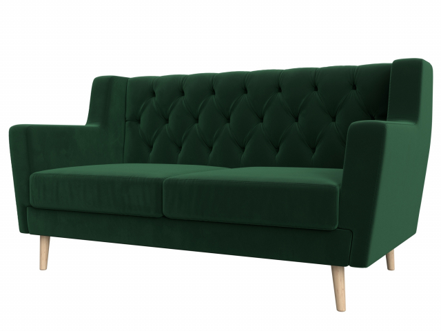 Диван кухонный "Брайтон Люкс" 2-местный, велюр зеленый, 108942