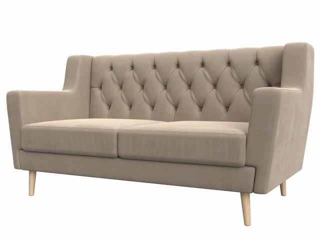 Диван кухонный "Брайтон Люкс" 2-местный, велюр бежевый, 108939