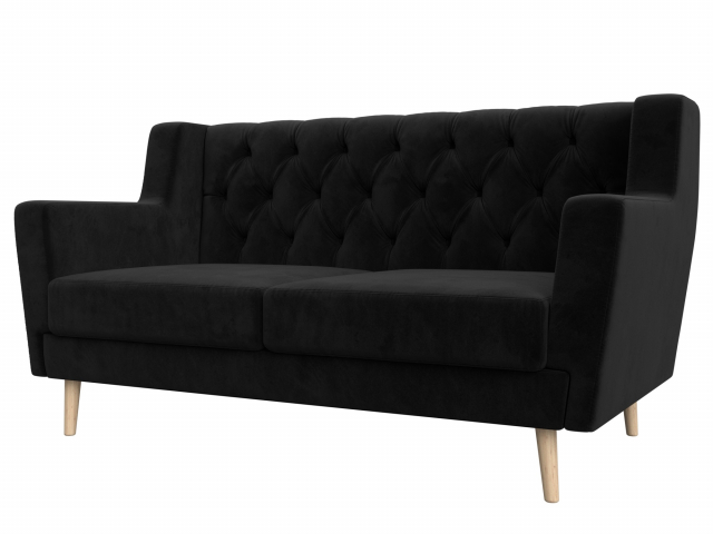 Диван кухонный "Брайтон Люкс" 2-местный велюр черный, 108946