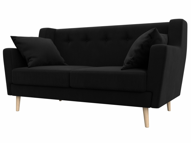 Диван кухонный "Брайтон" 2-местный, микровельвет черный, 108929