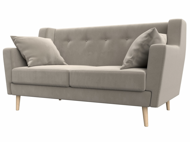 Диван кухонный "Брайтон" 2-местный, микровельвет бежевый, 108922