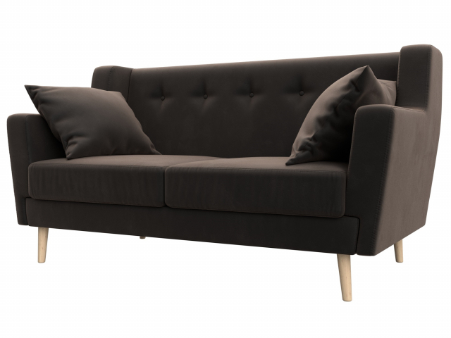 Диван кухонный "Брайтон" 2-местный велюр коричневый, 108918