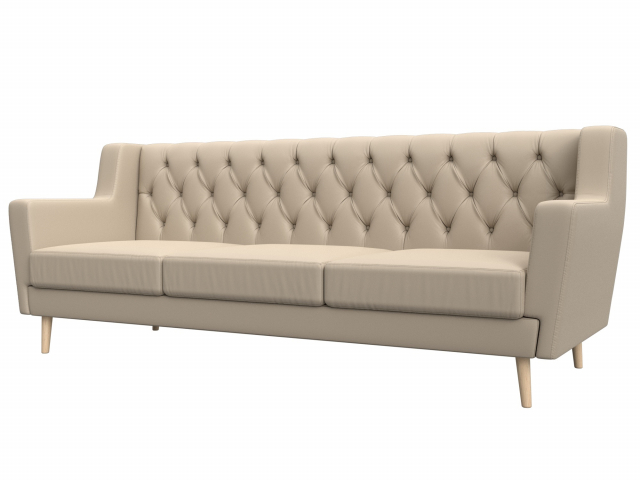 Диван кухонный "Брайтон Люкс" 3-местный экокожа бежевая, 108983