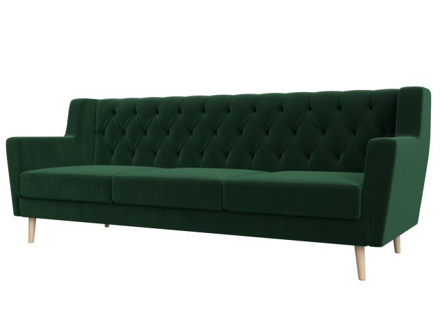 Диван кухонный "Брайтон Люкс" 3-местный велюр зеленый, 108967
