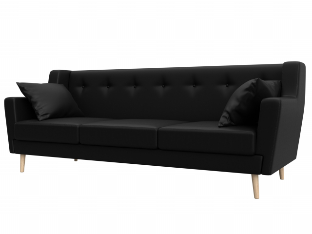 Диван кухонный "Брайтон" 3-местный экокожа черная, 109170