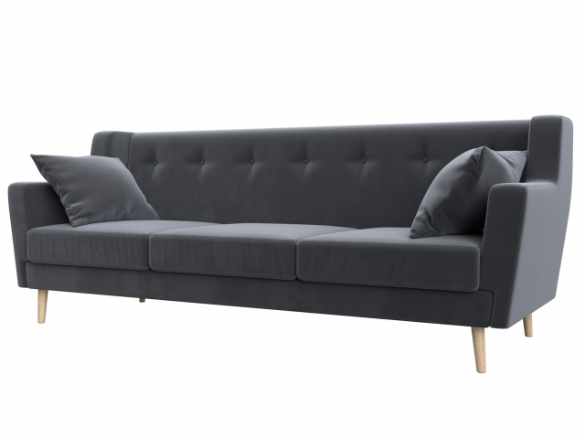 Диван кухонный "Брайтон" 3-местный велюр серый, 109153