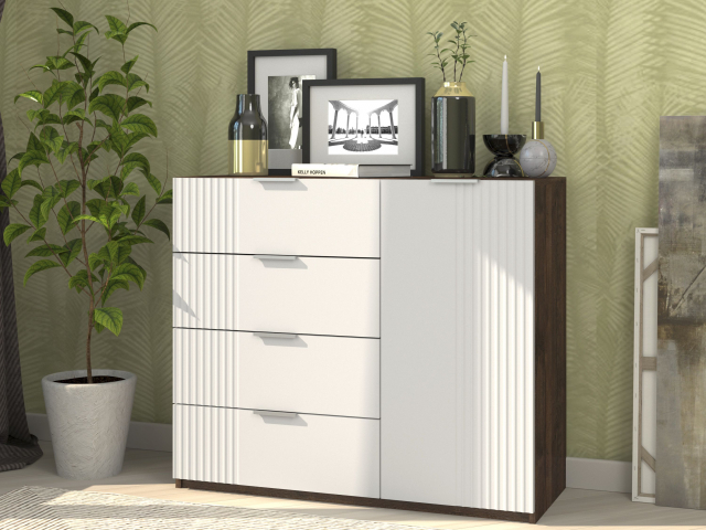 Комод "Марсель 2" дуб апрель темный/белый