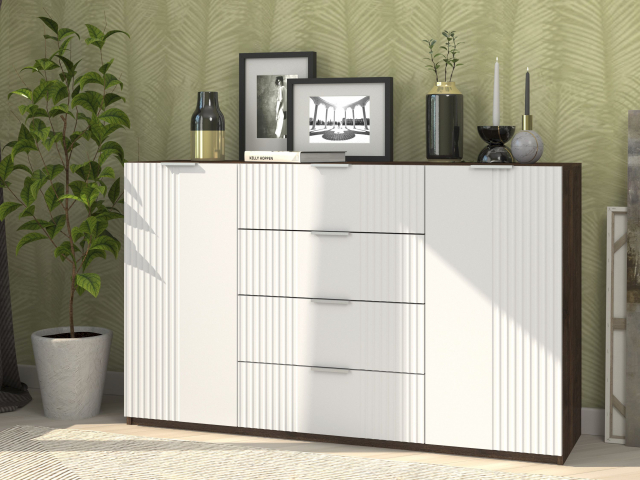 Комод "Марсель 3" дуб апрель темный/белый