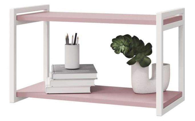 Полка на металл. каркасе "Лило ", ясень анкор светлый/пепельная роза