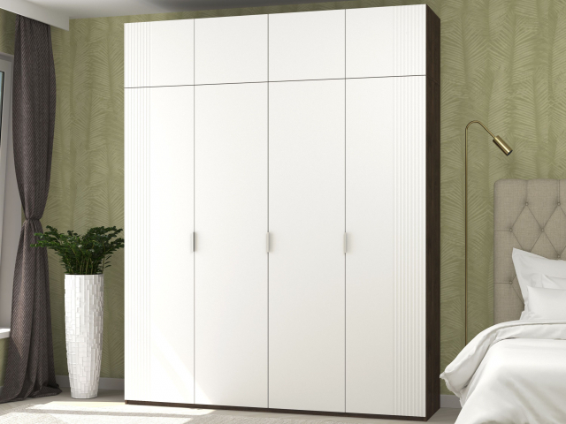 Шкаф 4-х створчатый "Марсель Ч-1+А" антресоль, дуб апрель темный/белый